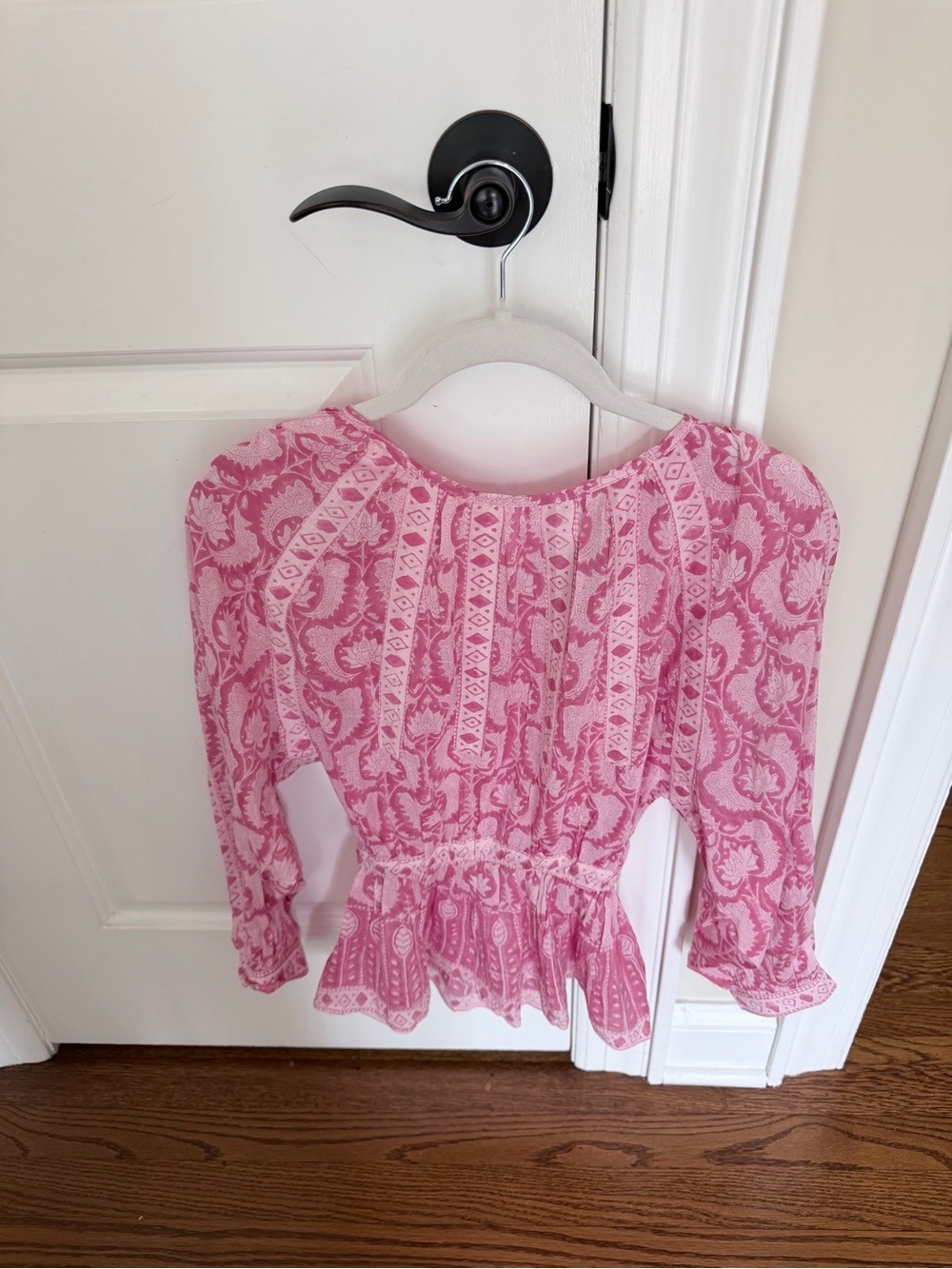 MISA Los Angeles Paisley Peplum Blouse in Pink Size XS